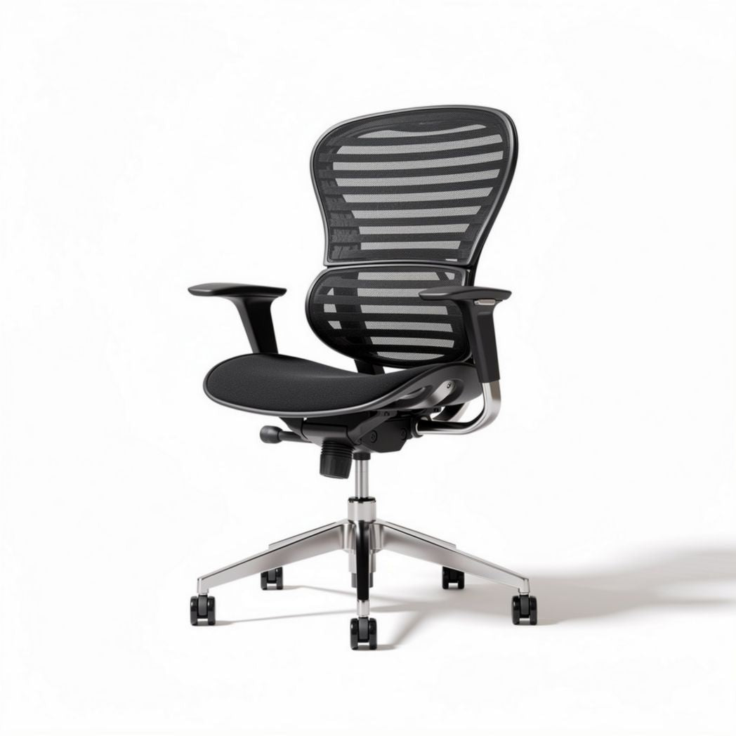Chaise de bureau ergonomique en maille noire avec accoudoirs ajustables 50 x 50 x 100cm
