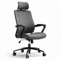 Chaise de bureau avec appui-tête en tissu gris dimensions 60 x 60 x 120cm