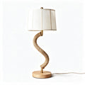 Lampe de table en bois avec pied en corde de jute et abat-jour blanc 30 x 30 x 60cm
