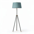 Lampe sur trépied en métal noir avec abat-jour en lin bleu 30 x 30 x 150cm