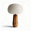 Lampe en bois naturel avec abat-jour en lin beige 25 x 25 x 40cm