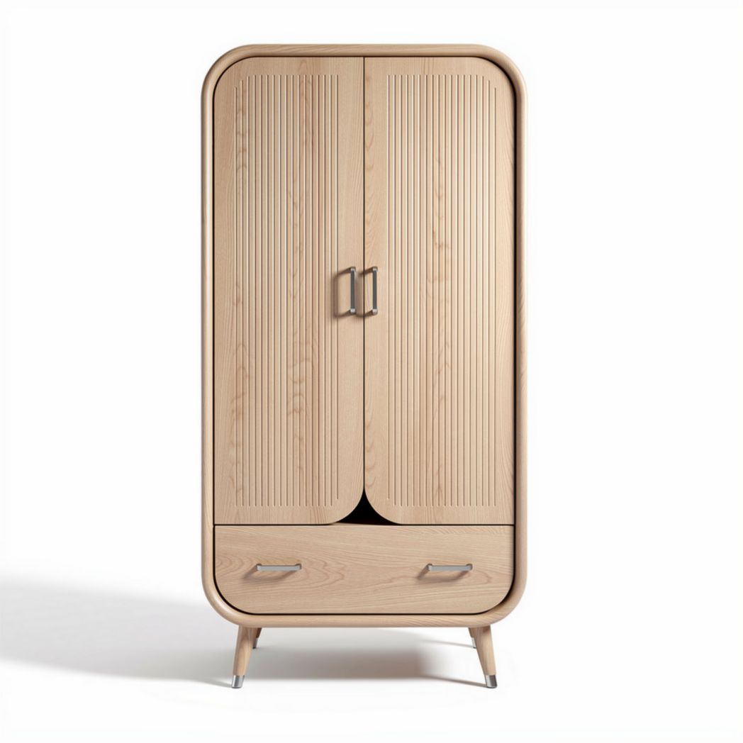 Armoire en bois de chêne de 180 x 90 x 40 cm avec portes battantes et tiroir