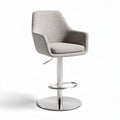 Tabouret de bar réglable en hauteur en tissu gris et base en acier chromé 42 x 42 x 100cm