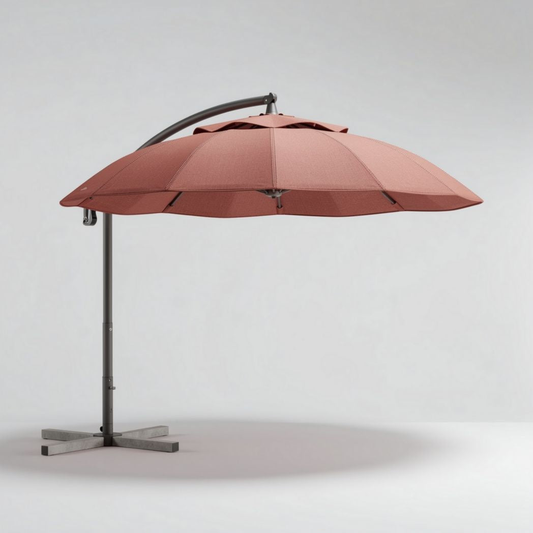 Parasol déporté en aluminium rouge 150 x 150 x 250cm pour jardin