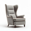 Fauteuil en tissu herringbone gris avec accoudoirs et dimensions 85 x 85 x 110cm