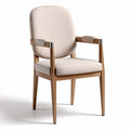 Chaise en bois avec accoudoirs et tissu beige dim 50 x 50 x 85cm