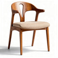 Chaise en bois avec coussin en tissu beige dimensions 45 x 55 x 85cm